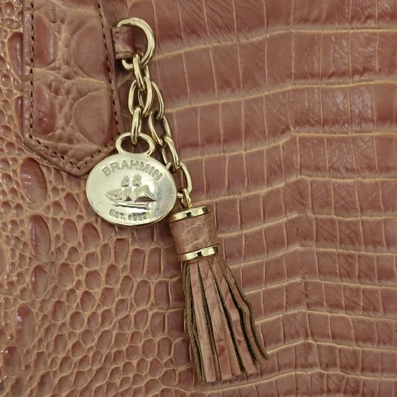 Brahmin Rose Quartz Melbourne Crocodile-Embossed Asher Tote. EUC - Picture 4 of 15
